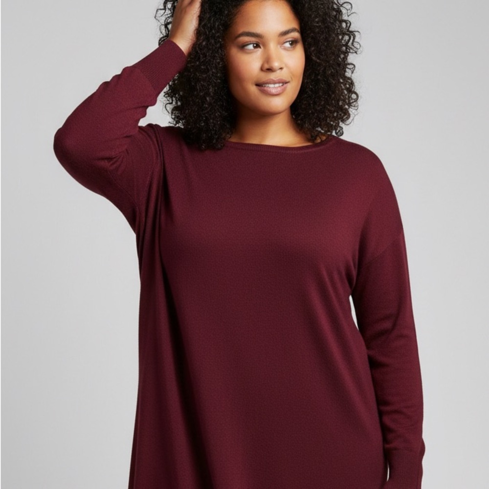 ADDITION ELLE Burgundy Knit Boat Neck Sweater Size X